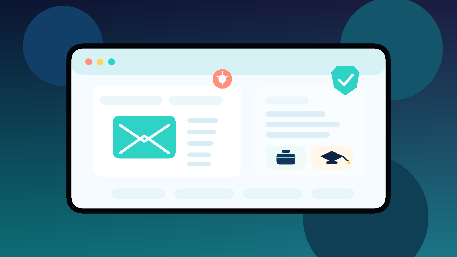 Illustration of a temporary email inbox for graduate job alerts, employer events, and applications