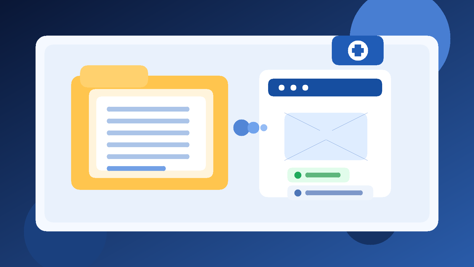 Illustration of document files and an email inbox used for document management software free trials