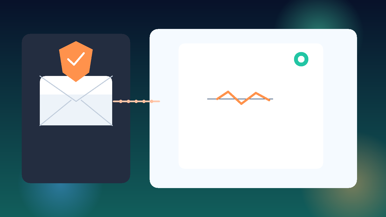 Original illustration of a temporary inbox, dotted signing workflow, contract document, and privacy shield for a DottedSign trial.
