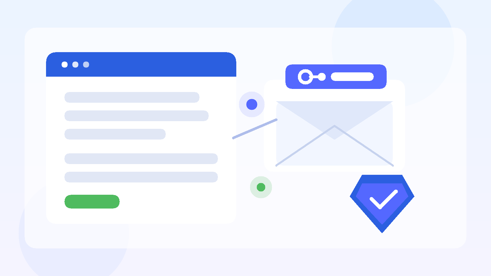 Original illustration of a job application, a protected email alias inbox, and a privacy shield.
