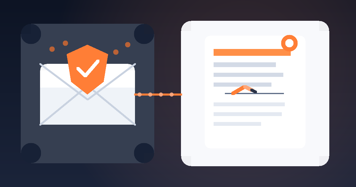 Illustration of a temporary email inbox and digital signature document for a Foxit eSign trial evaluation