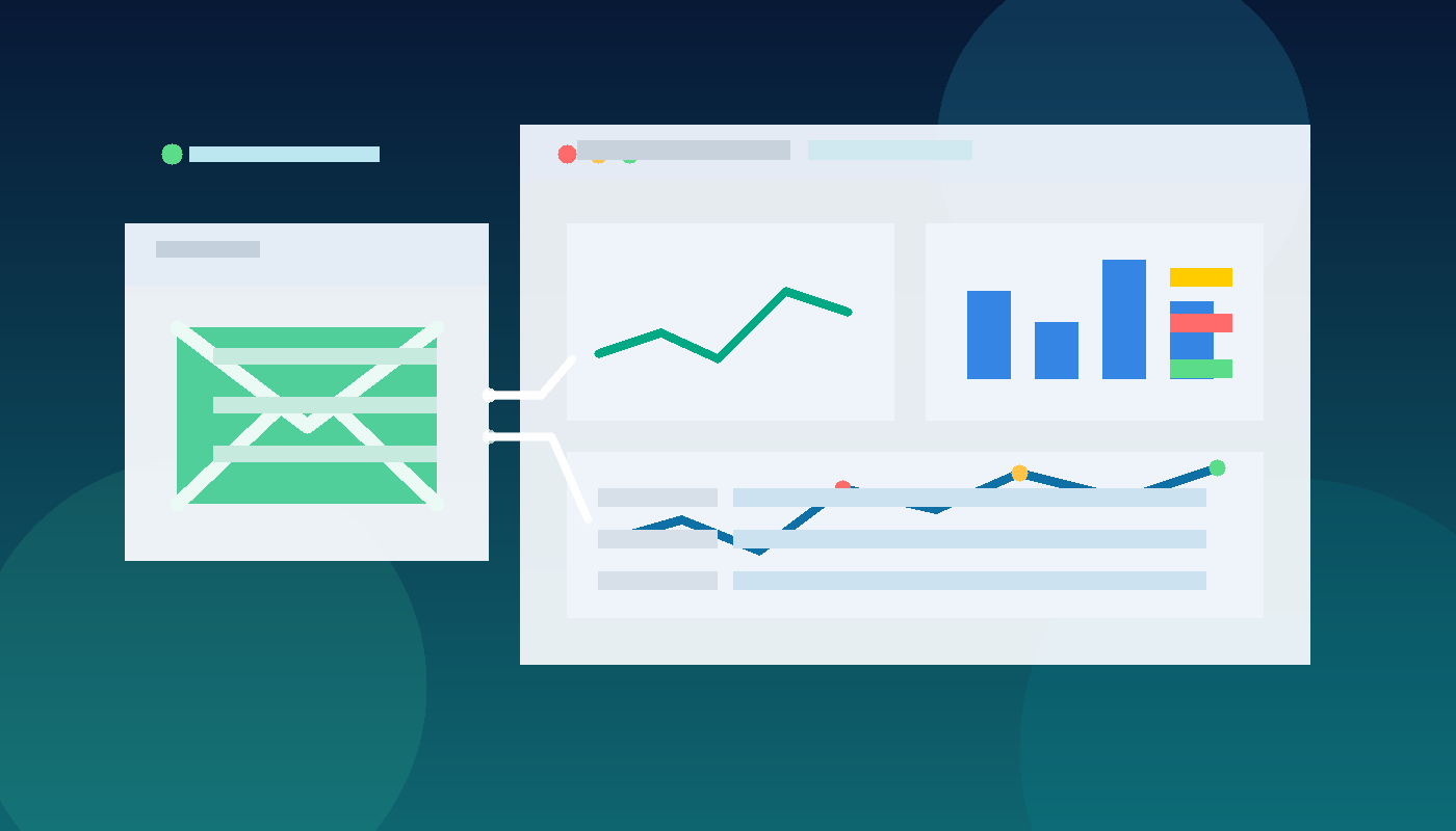 Illustration of a temporary inbox beside an observability dashboard for Instana trial privacy