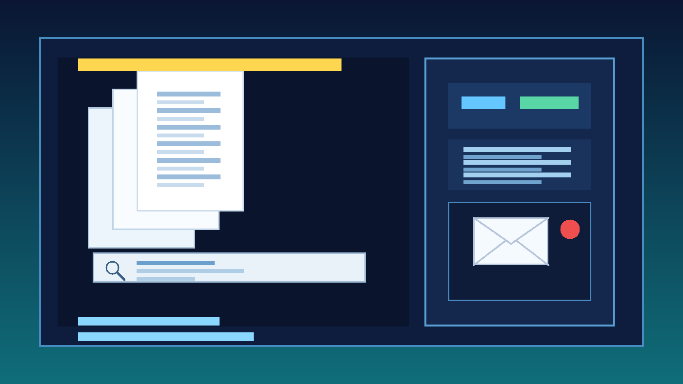 Temporary email generator for knowledge management software free trials with documents, search, and inbox cards