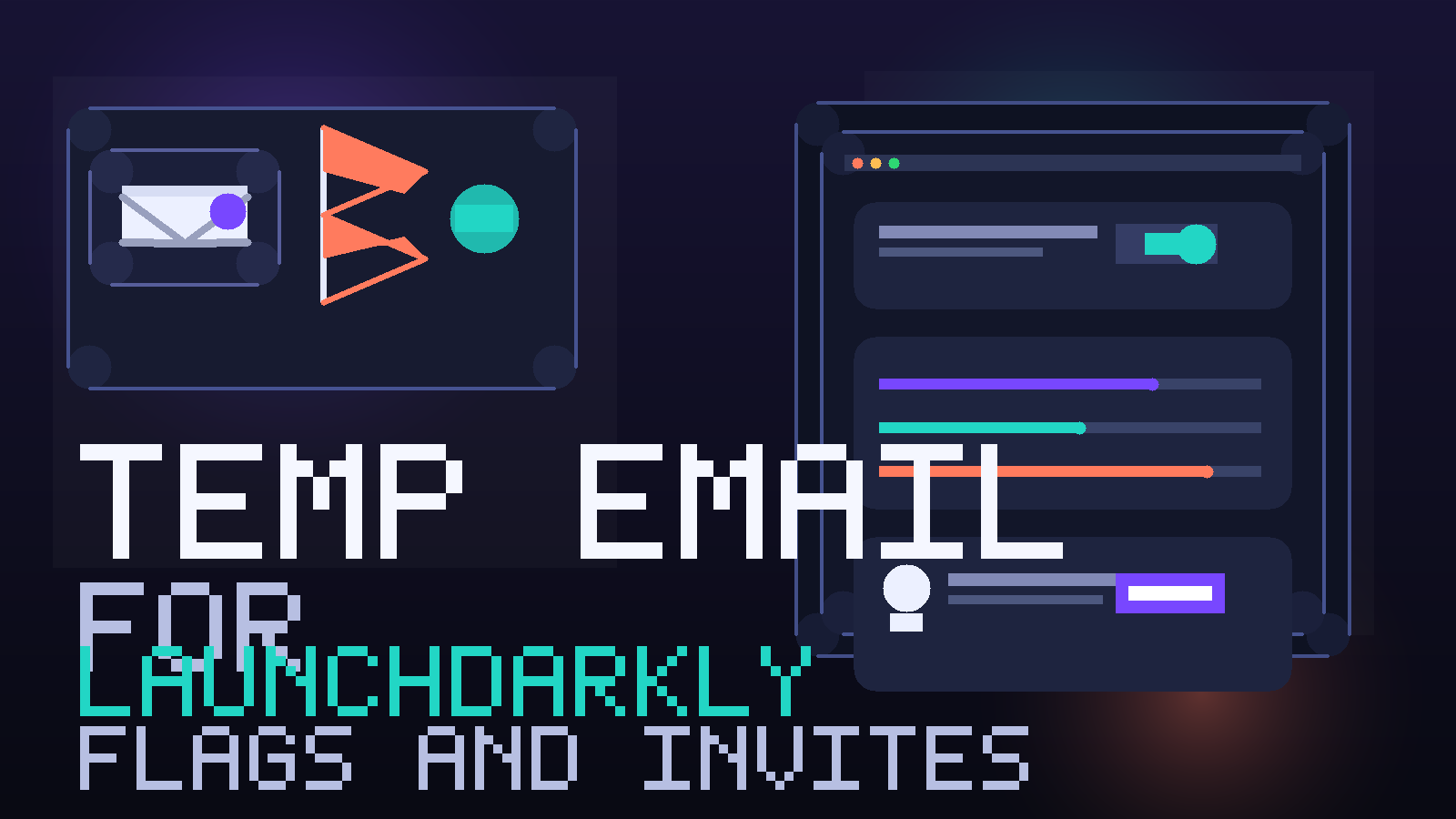 Original illustration for a temporary email workflow during LaunchDarkly feature flag tests and team invites