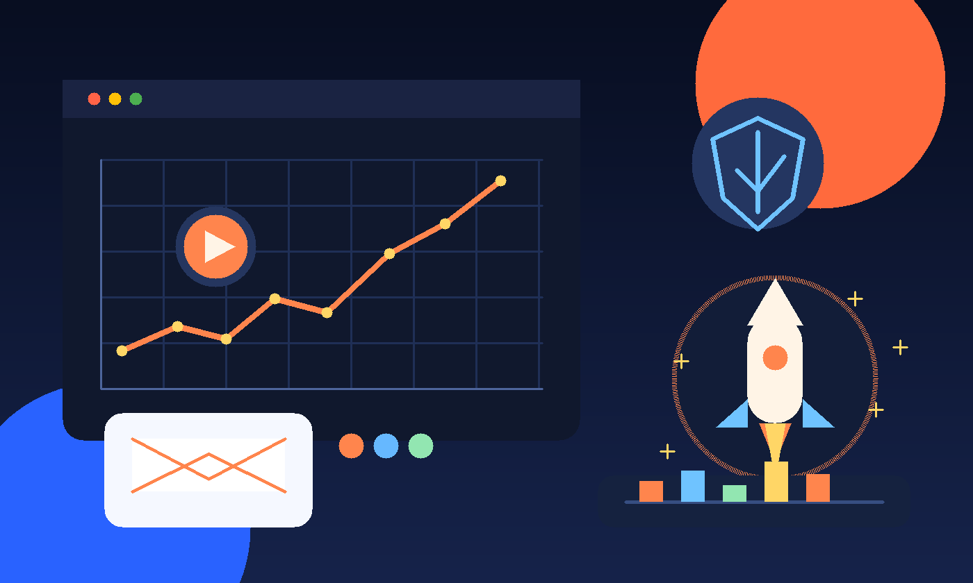 Original illustration for a temporary email workflow during LogRocket session replay tests, frontend debugging, and team invites