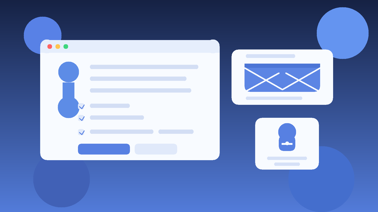 Illustration of a job application form beside a dedicated email inbox for safer job-search privacy