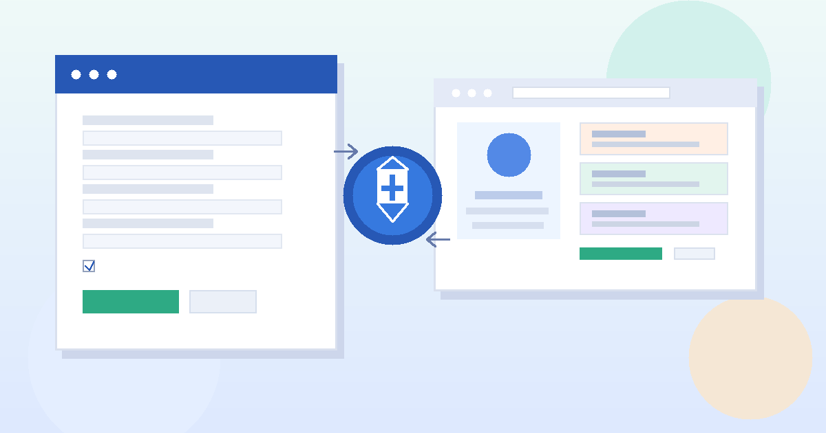 Illustration of a professional personal website beside a job application form