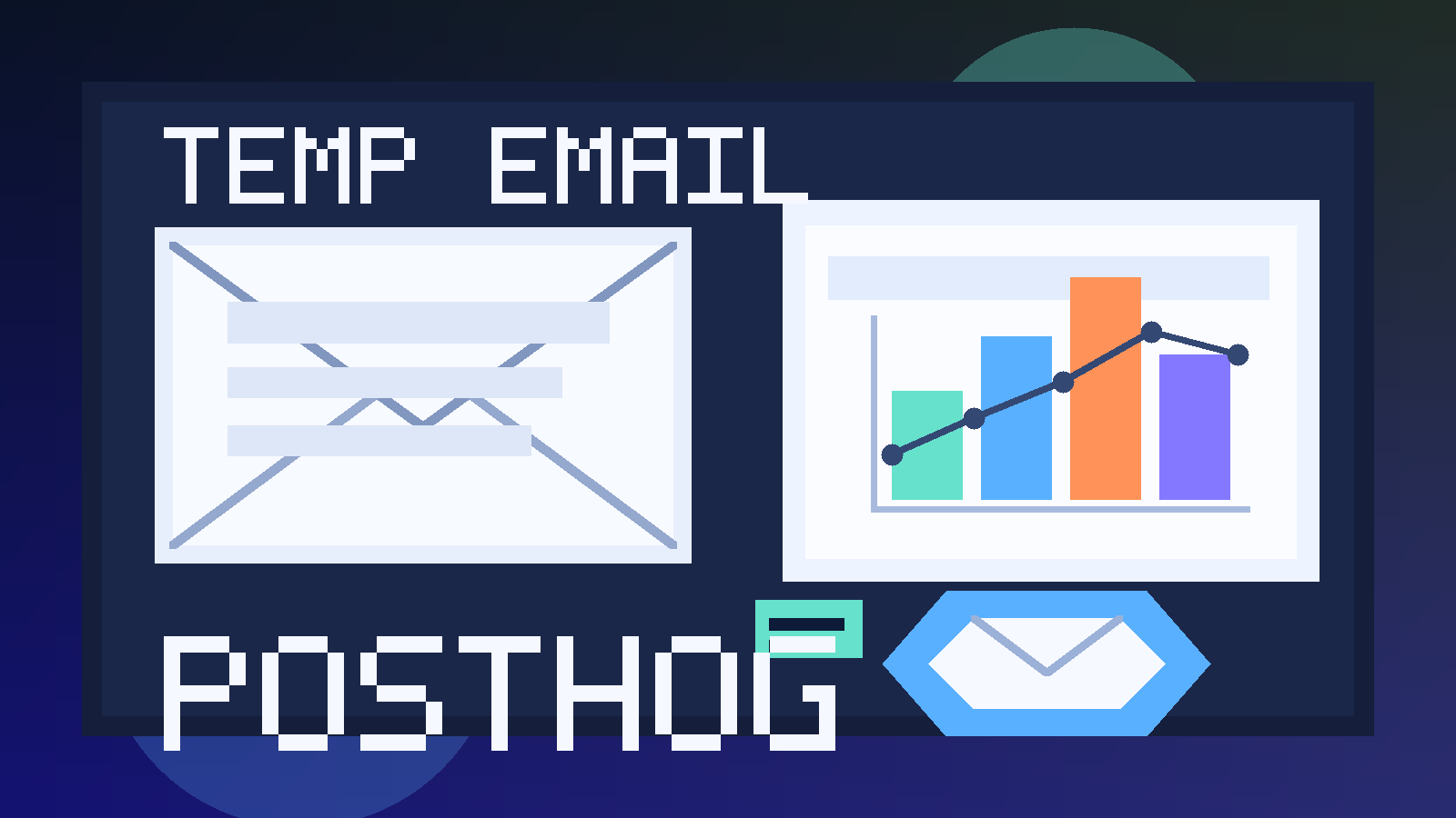 Original illustration for a temporary email workflow during PostHog product analytics tests and team invites