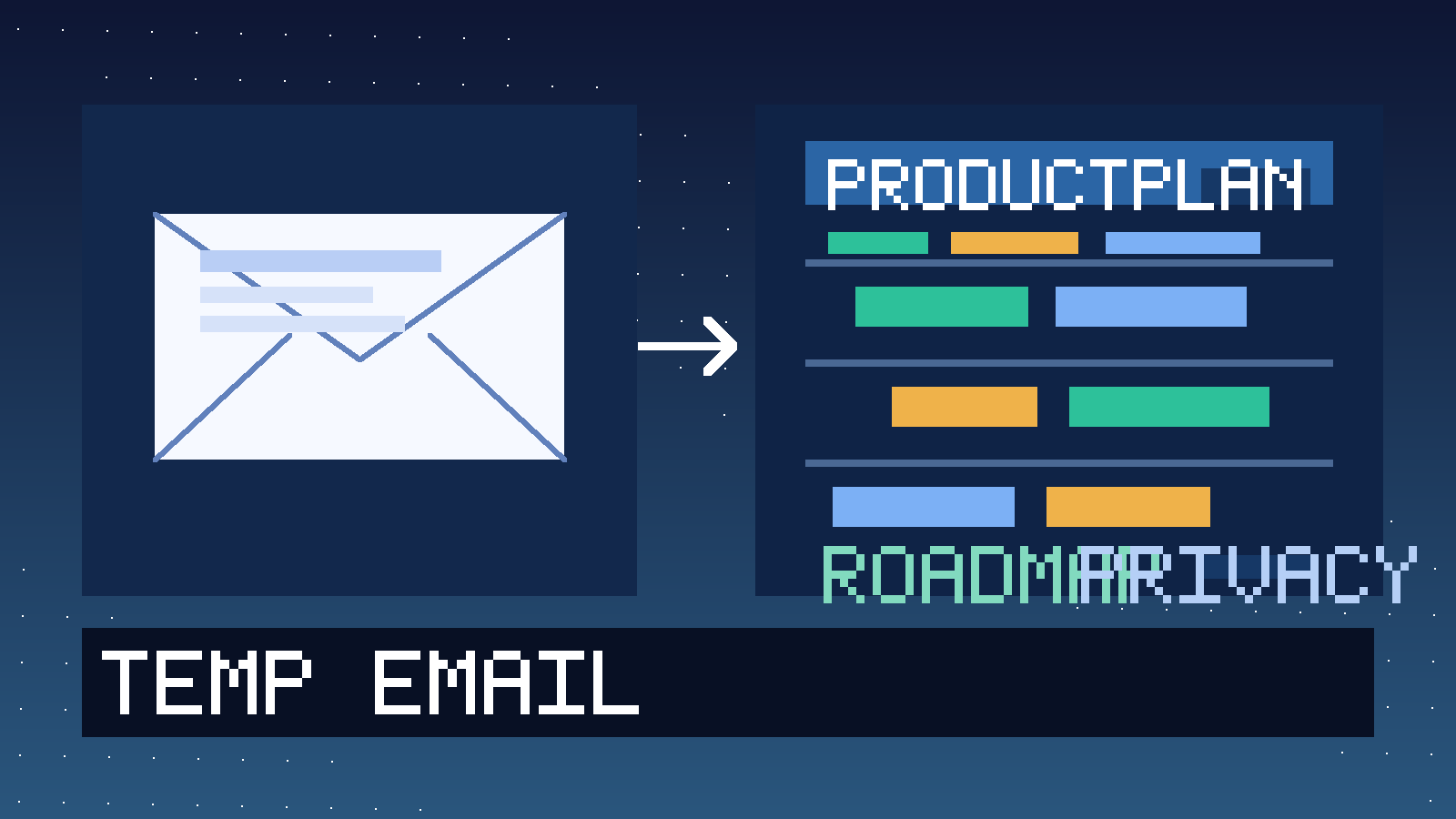 Original illustration of a temporary inbox flowing into a product roadmap board with stakeholder-view cards for ProductPlan-style trial testing.