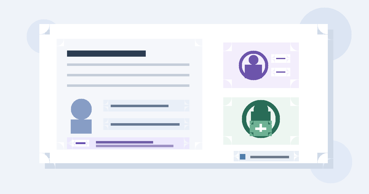 Illustration of a job application pronouns field with a small identity badge and a privacy shield.