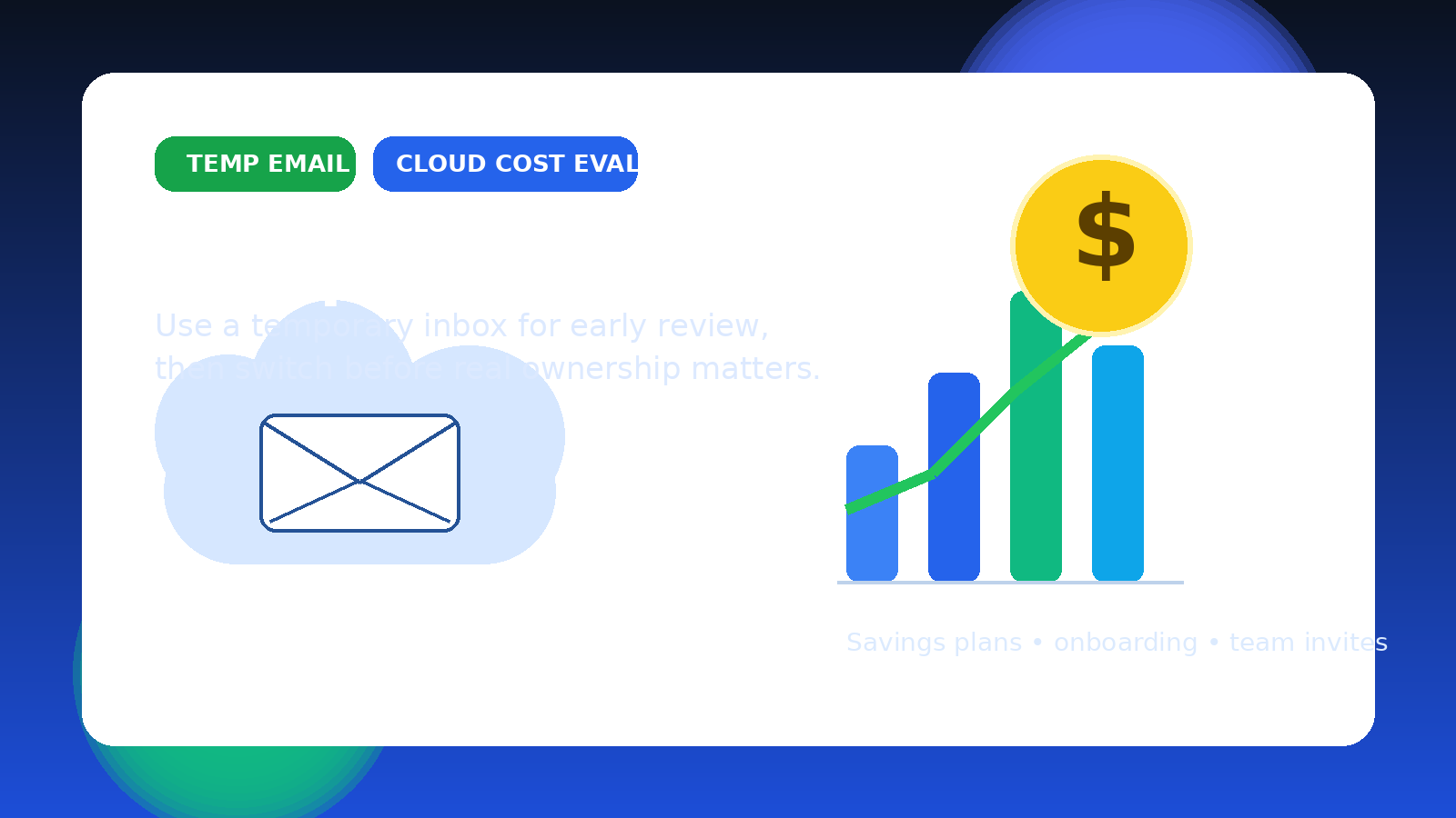 Illustration of a temporary email workflow for ProsperOps cloud cost evaluations