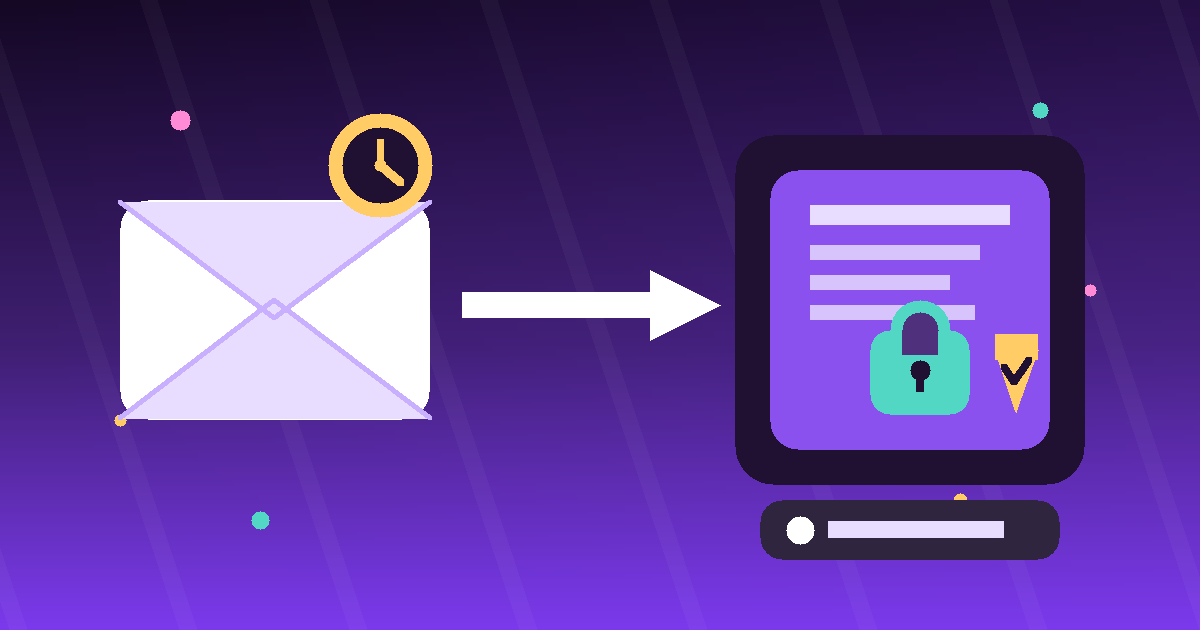 Illustration of a temporary inbox envelope next to a secure password vault card