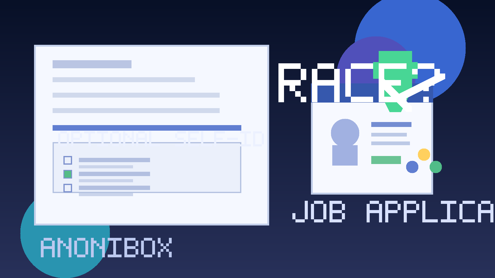 Illustration of a job application self-identification section with optional checkboxes and a privacy shield.