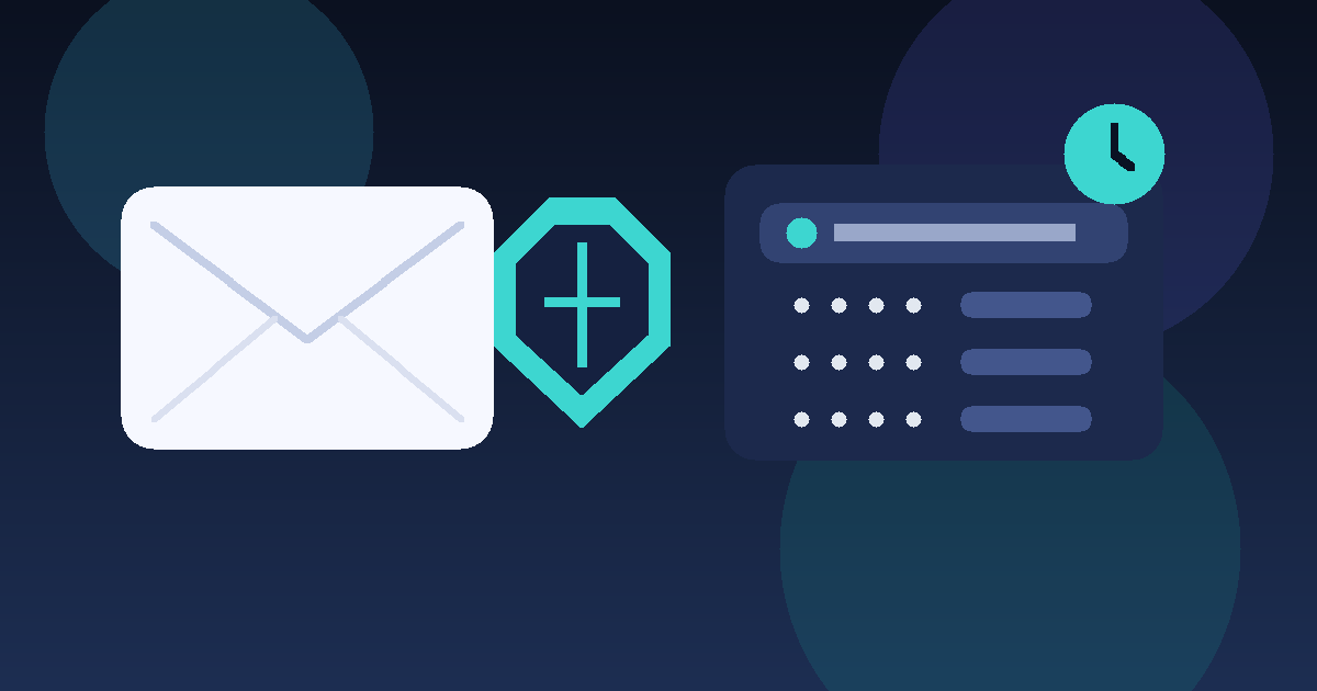 Illustration of a temporary inbox beside a secure password vault card