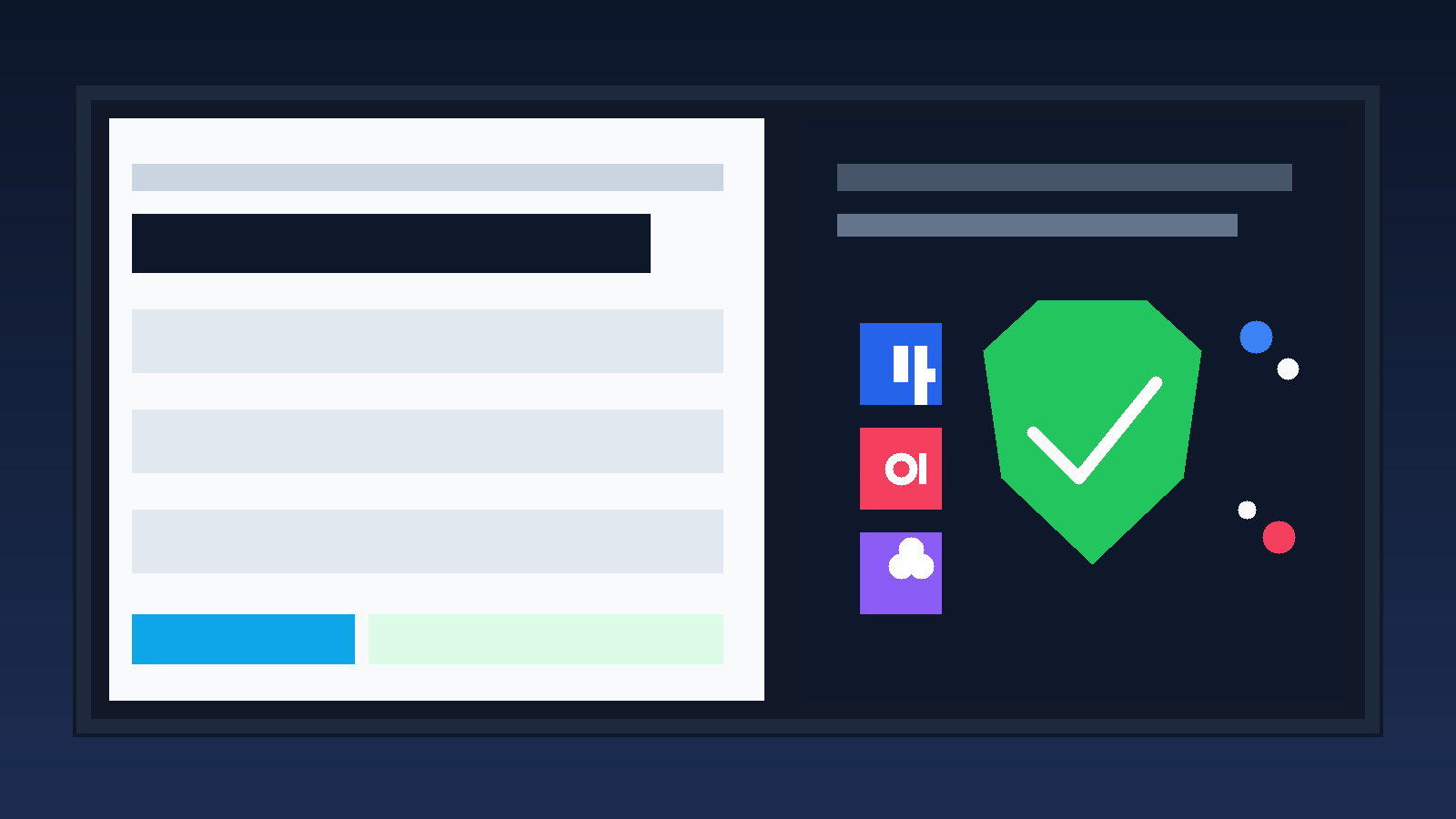 Illustration showing a job application form with professional and personal social media choices