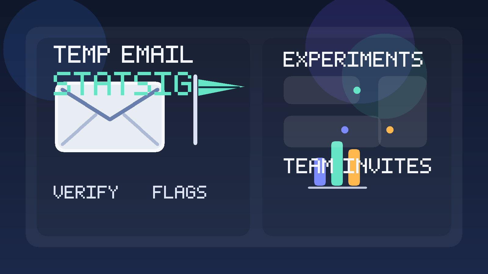 Illustration of a temp email workflow for Statsig feature flags, experiments, and team invites