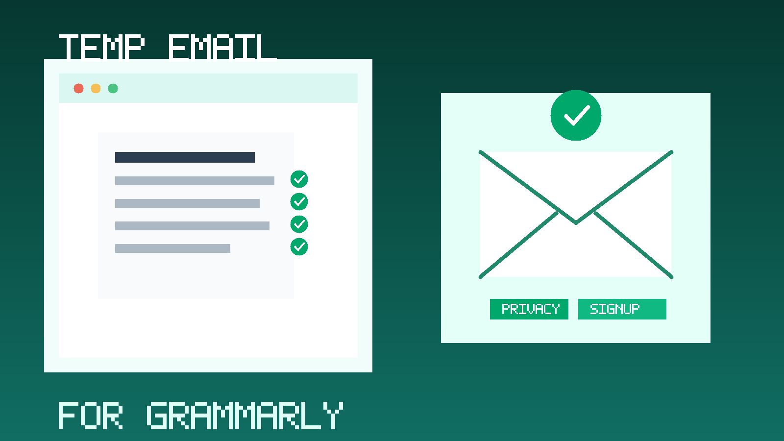 Illustration of a temporary email inbox for Grammarly-style writing tool signups