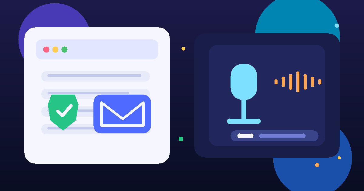 Illustration of a temporary email workflow for Krisp trials and meeting privacy