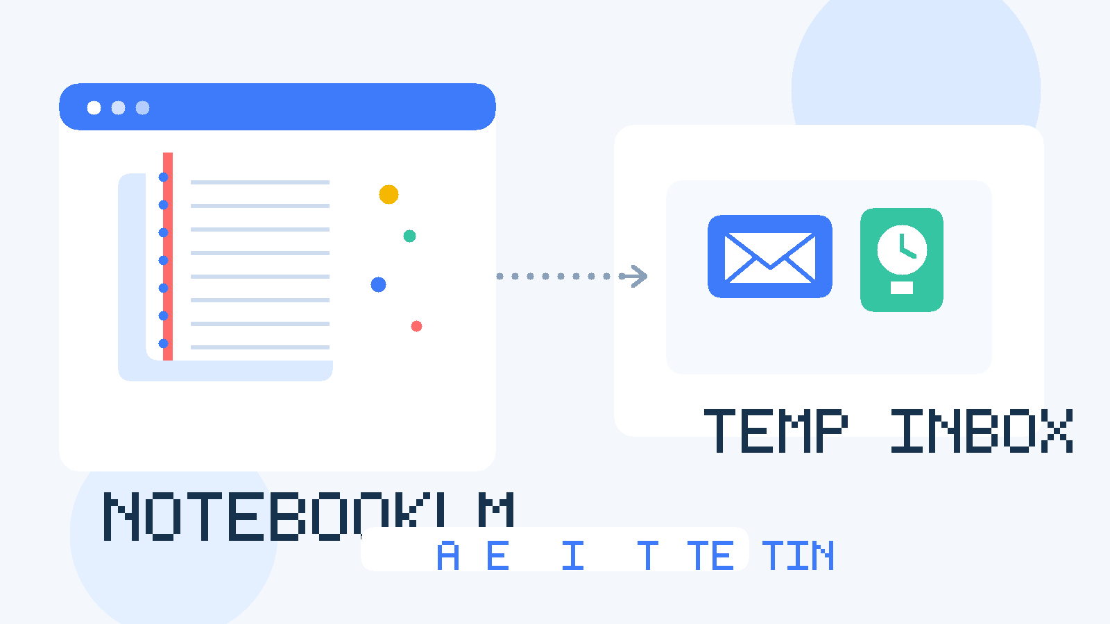 Illustration showing a temporary inbox being used to test NotebookLM safely
