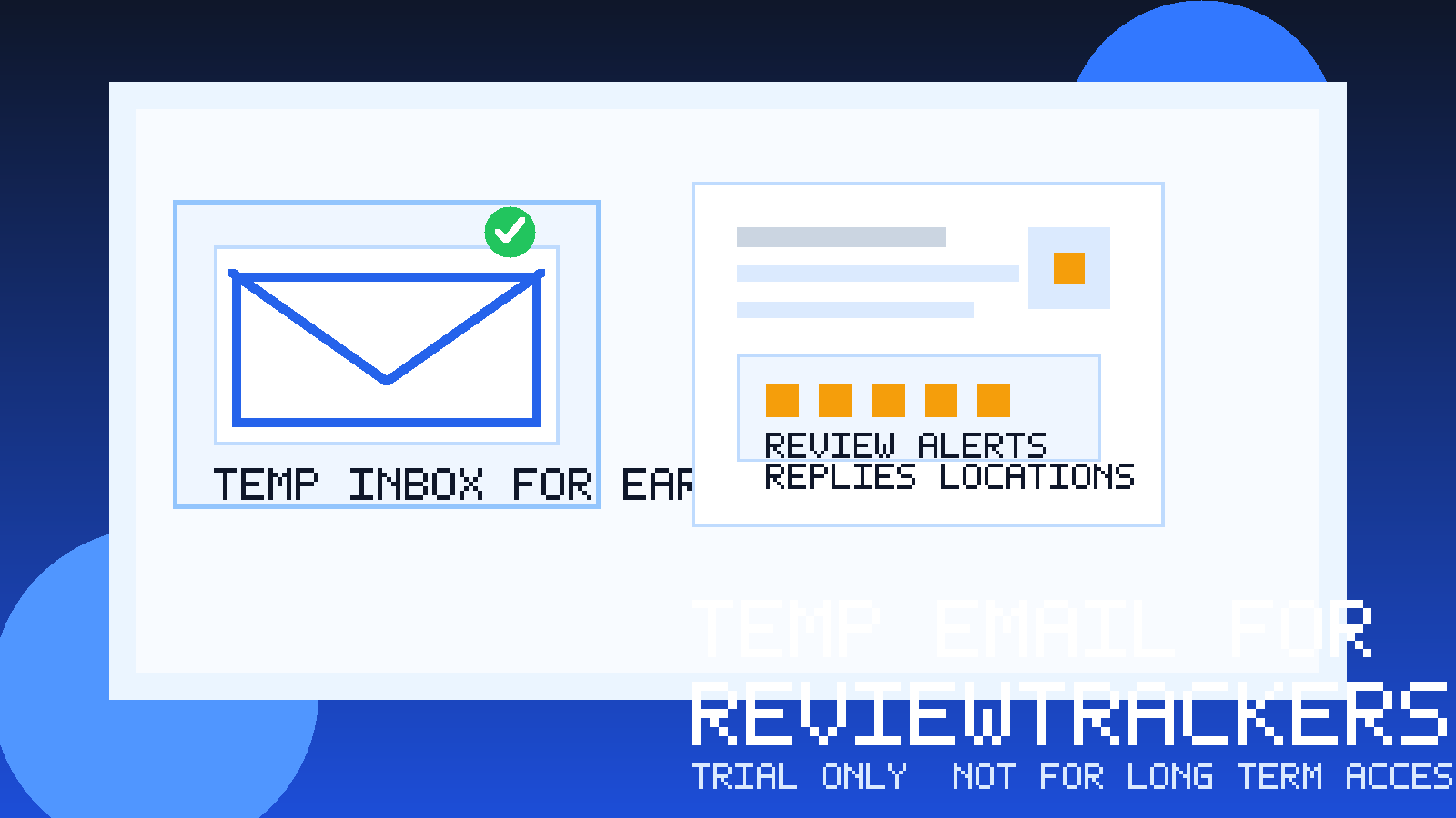 Illustration for temp email for ReviewTrackers showing a disposable inbox and review dashboard