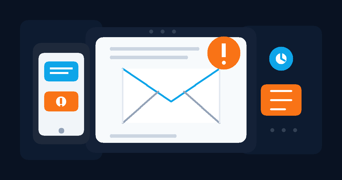 Illustration of a temporary inbox receiving incident alerts and team invites during a PagerDuty trial