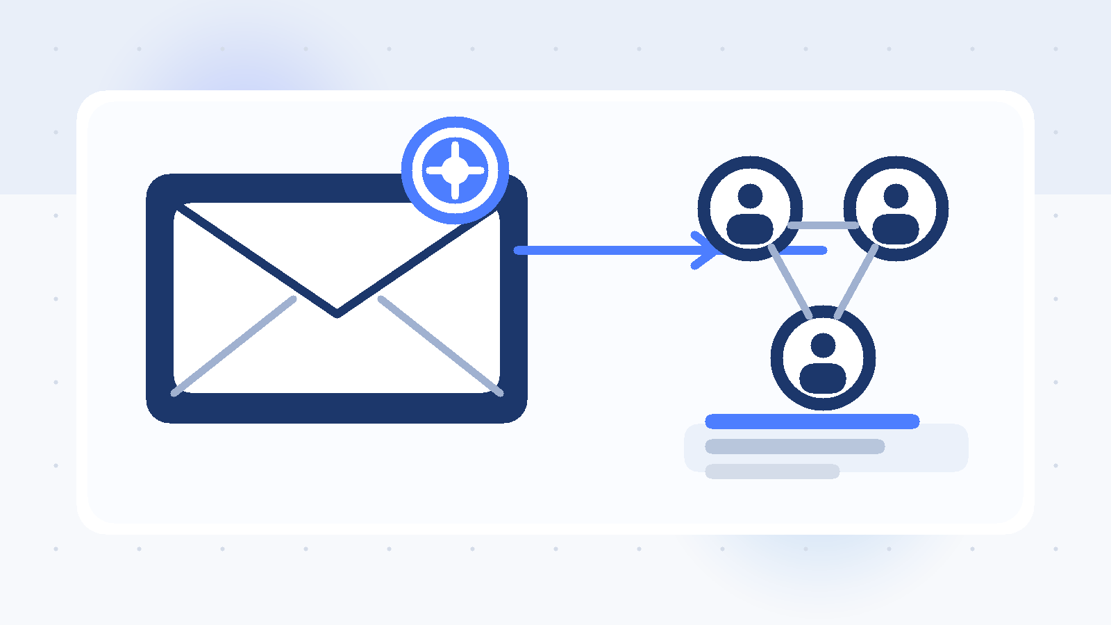 Illustration of an email alias forwarding a job referral message while keeping personal inboxes separate
