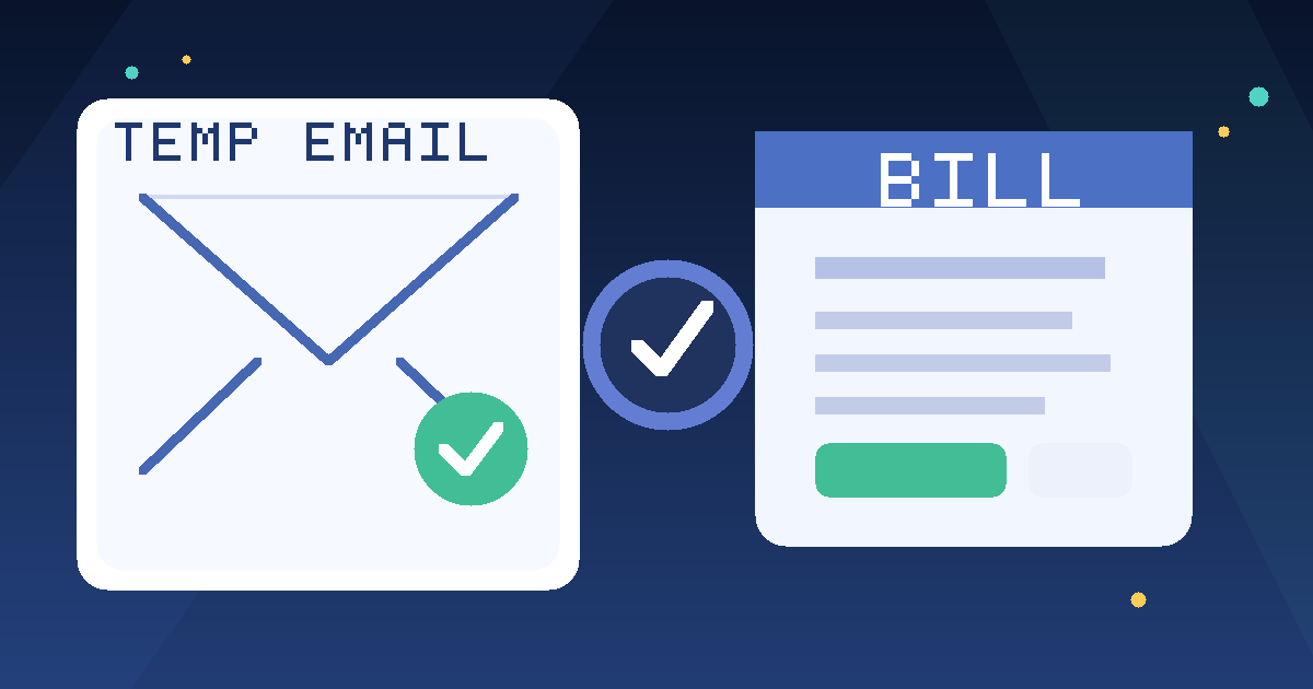 Illustration of a protected inbox next to invoices and approvals for evaluating BILL with a temporary email