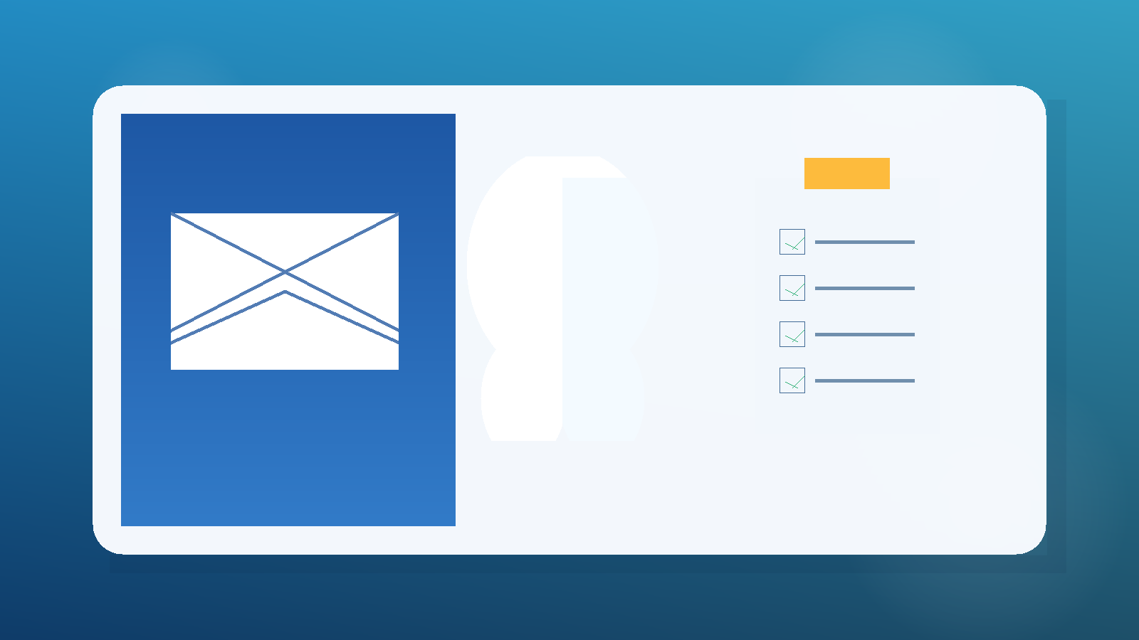 Illustration of an email envelope and dental school admissions paperwork