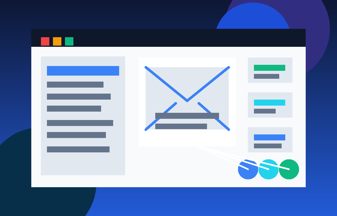 Illustration of a private trial inbox feeding into a shared Gmail team inbox workflow