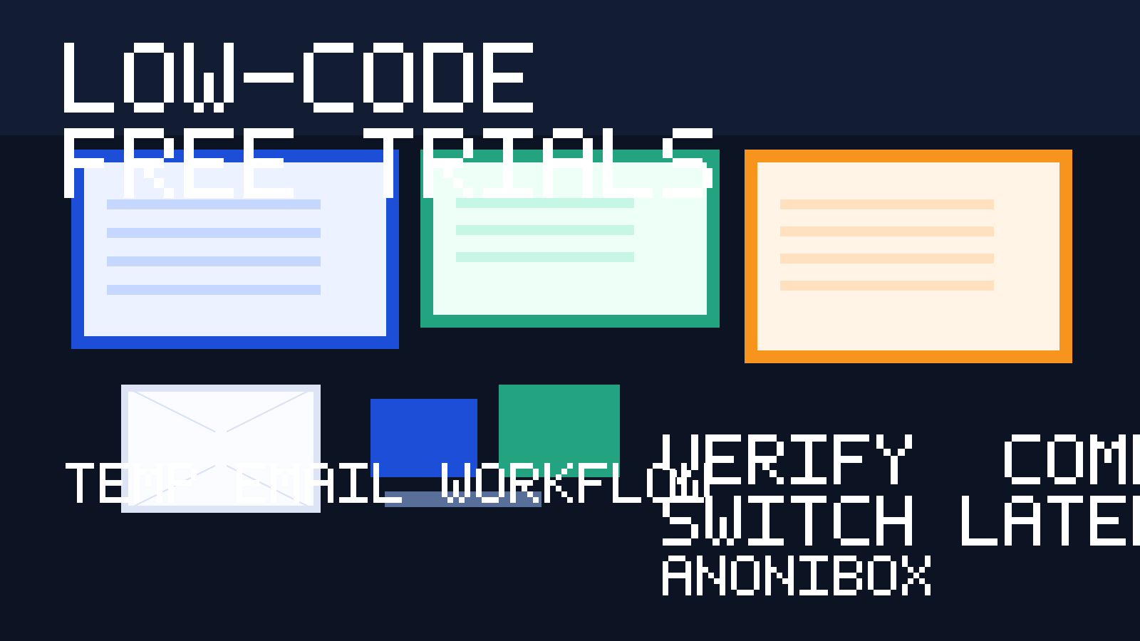 Illustration of a temporary email workflow for low-code platform free trials