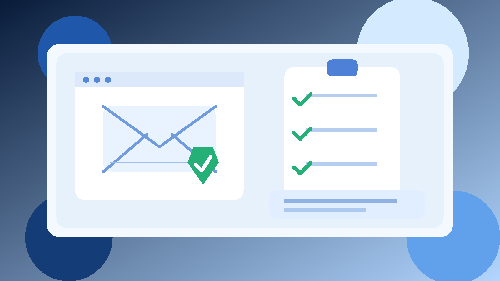 Illustration of a clean reference-check inbox with a checklist and privacy shield