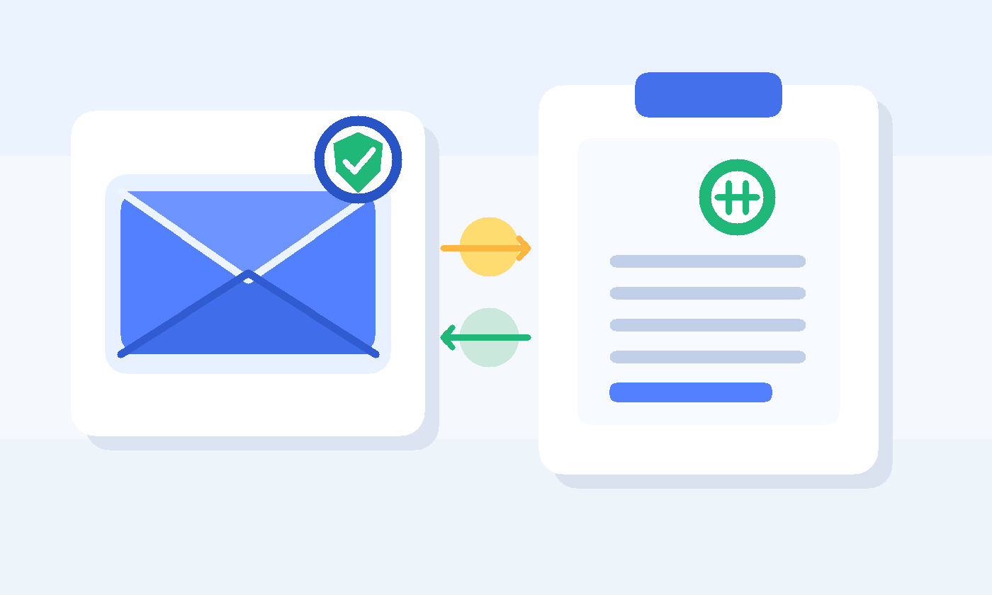Illustration of a secure email inbox next to a salary offer document and shield, representing Proton Mail for salary negotiations.