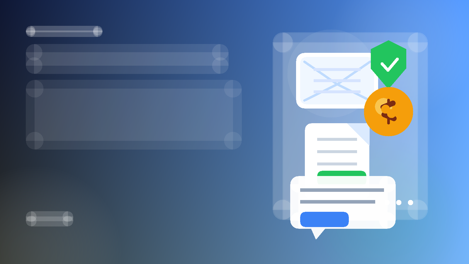 Illustration of an email inbox, offer document, and privacy shield for salary negotiations