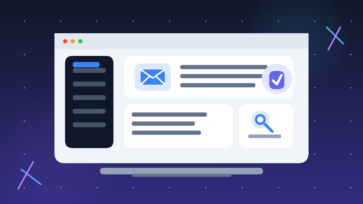 Illustration of a private job-search inbox with a shield and job alert cards