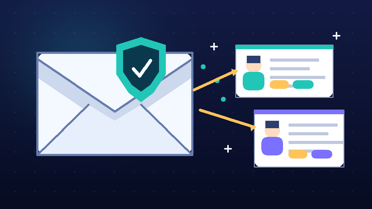 Illustration of a protected temporary inbox filtering recruiter messages