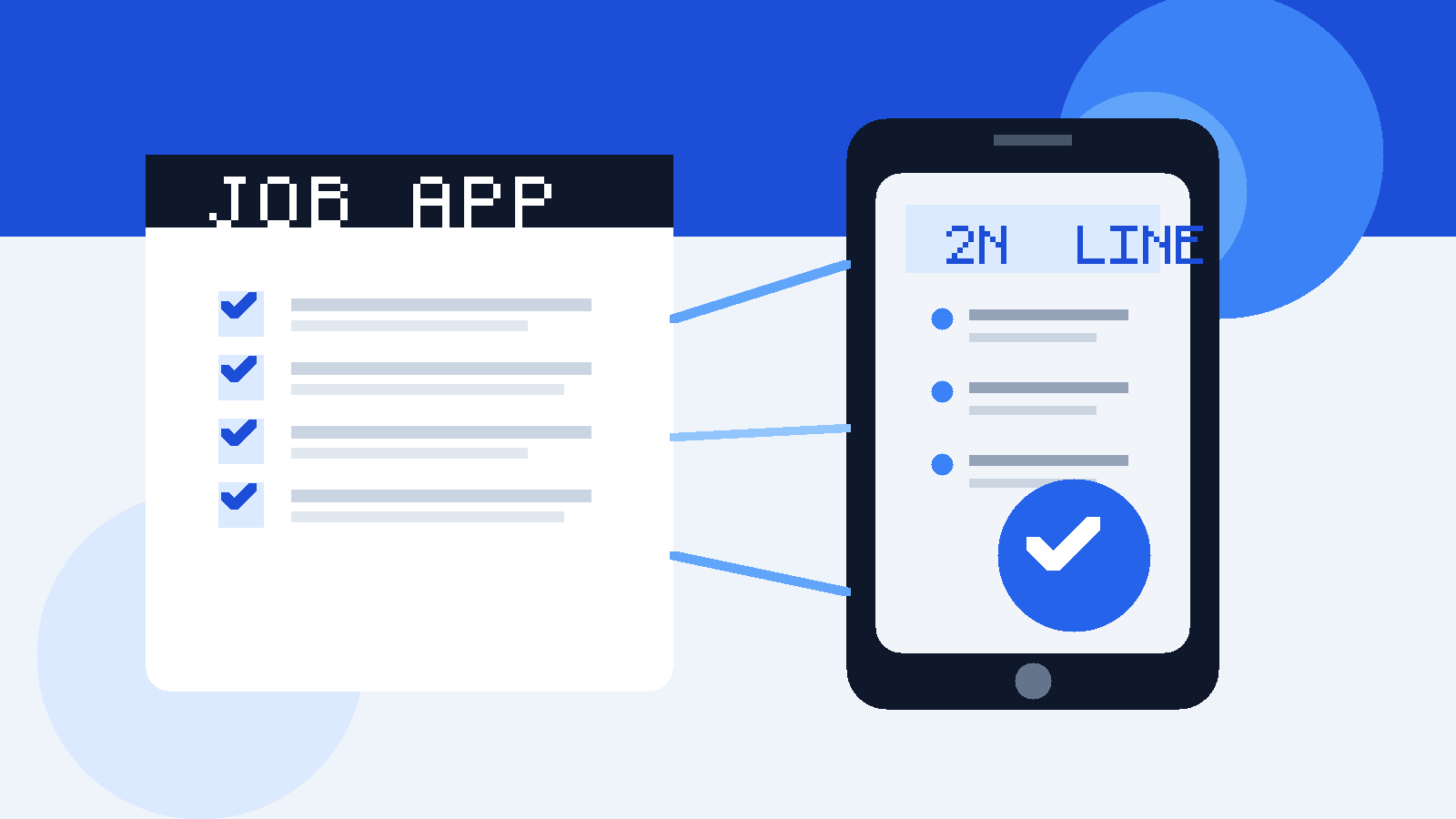 Illustration of a virtual phone number beside a job application checklist