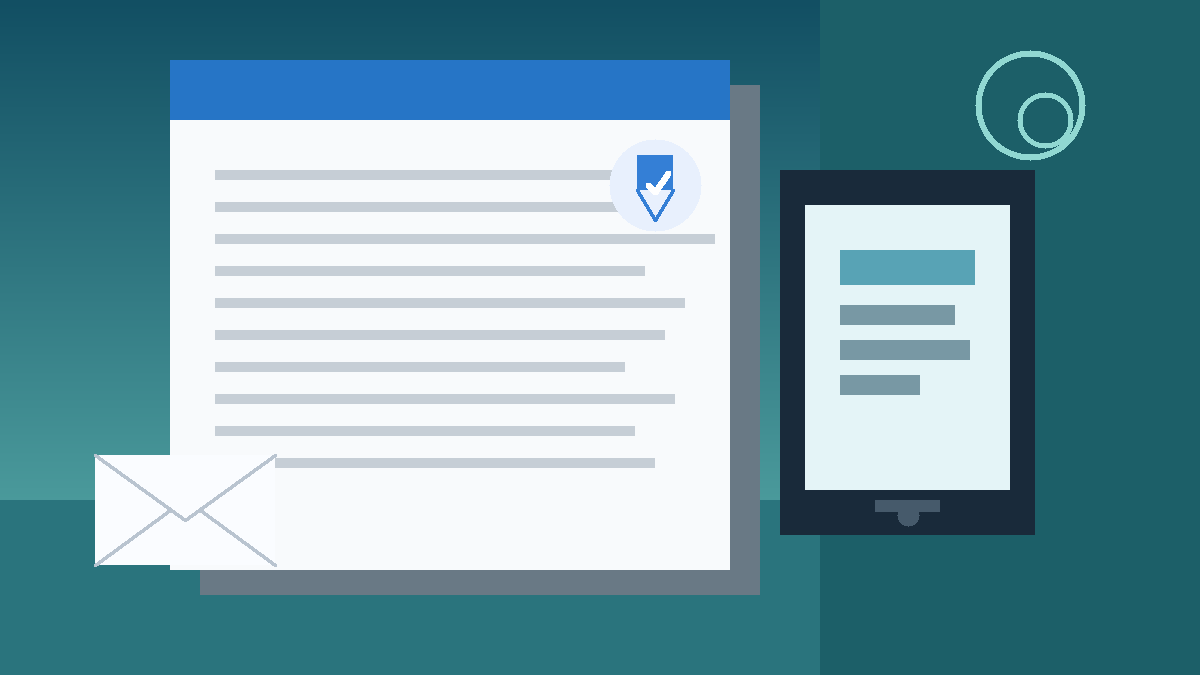 Original illustration of a cover letter with a phone icon and privacy shield