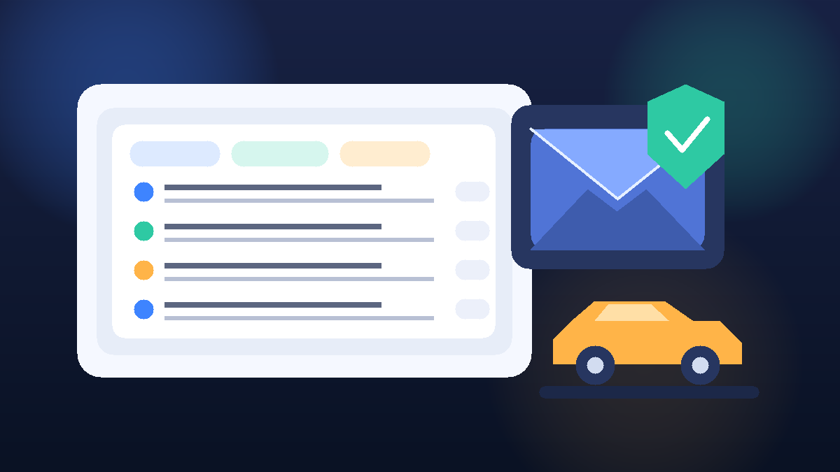 Illustration of a private inbox being used for car dealership quote emails