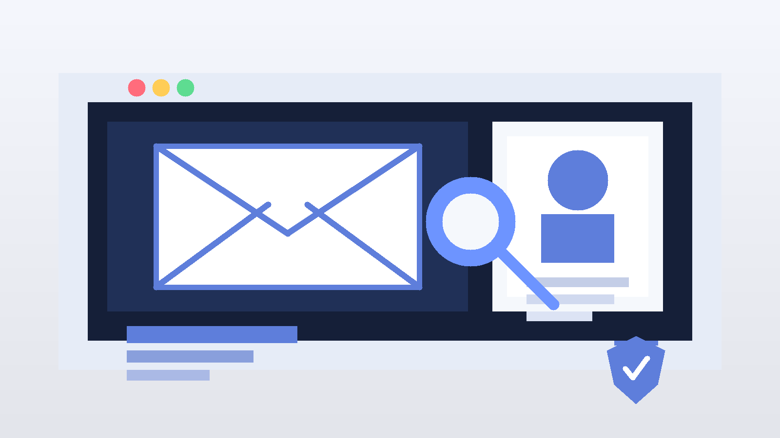 Inbox, recruiter profile card, and search icon representing a separate email for recruiter outreach