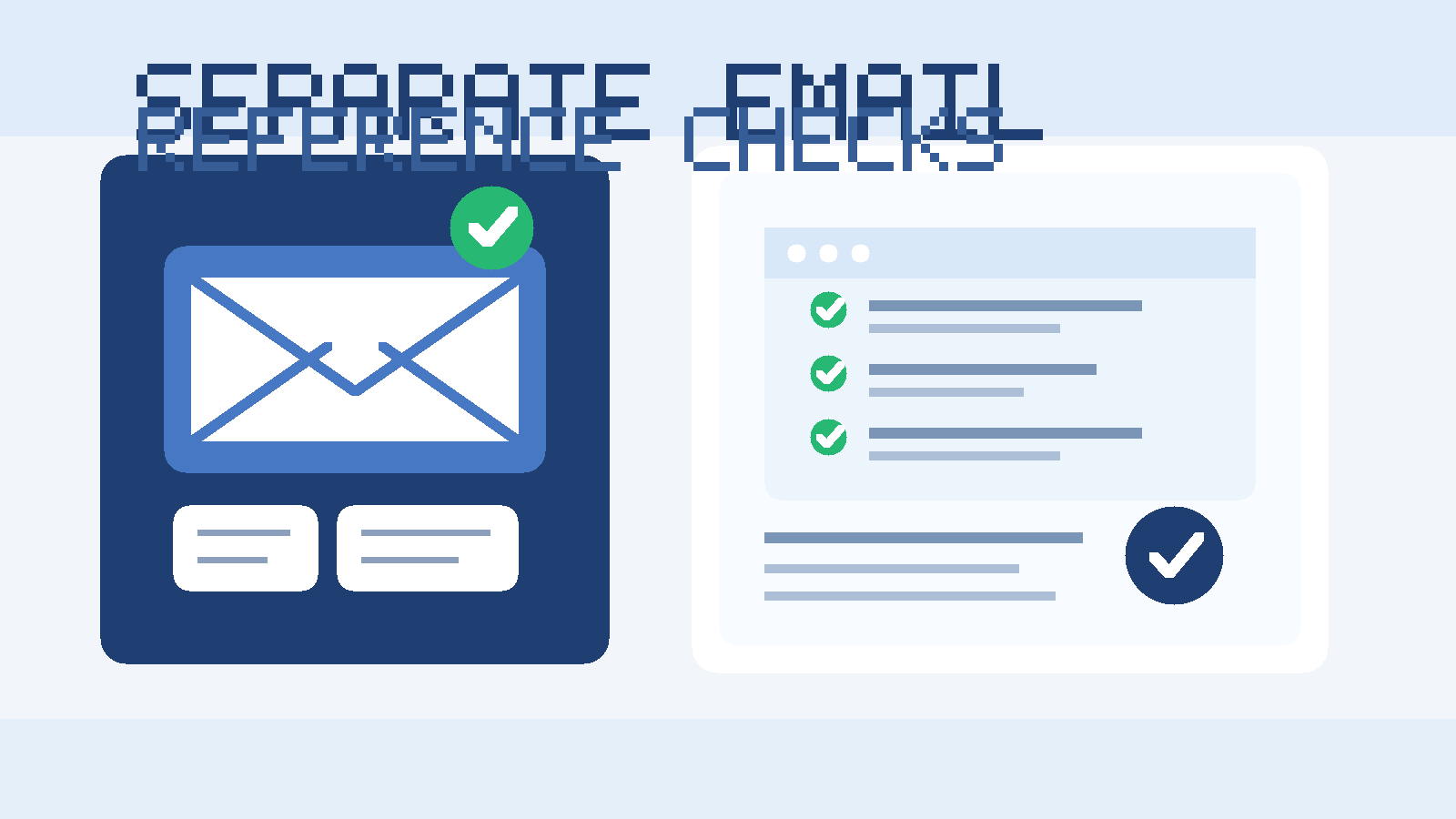 Separate email setup for reference checks with inbox and checklist illustration