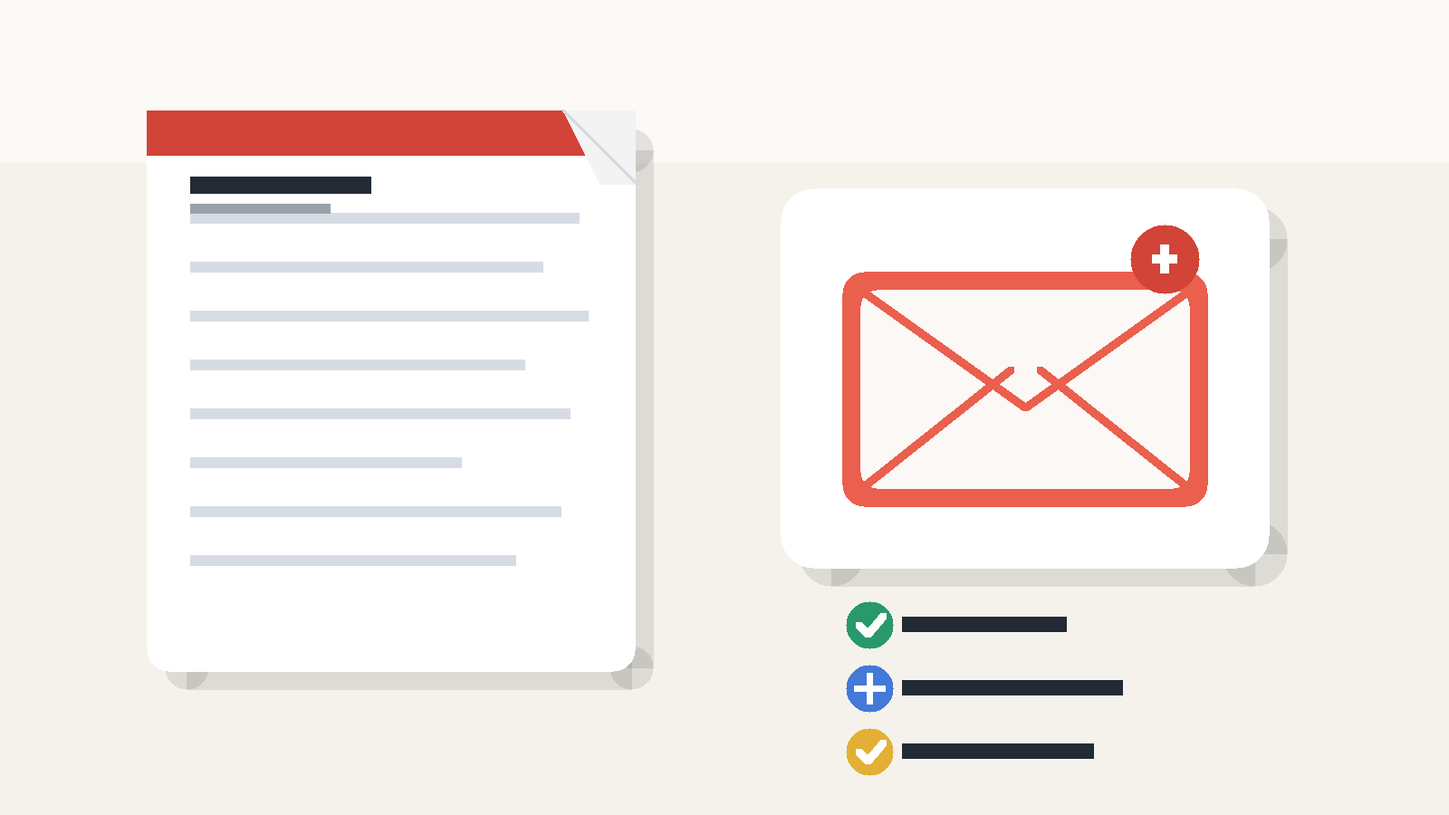 Illustration of a cover letter and email envelope for a Gmail cover letter article