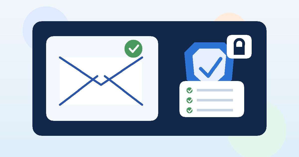 Illustration of a private email inbox and checklist for background checks