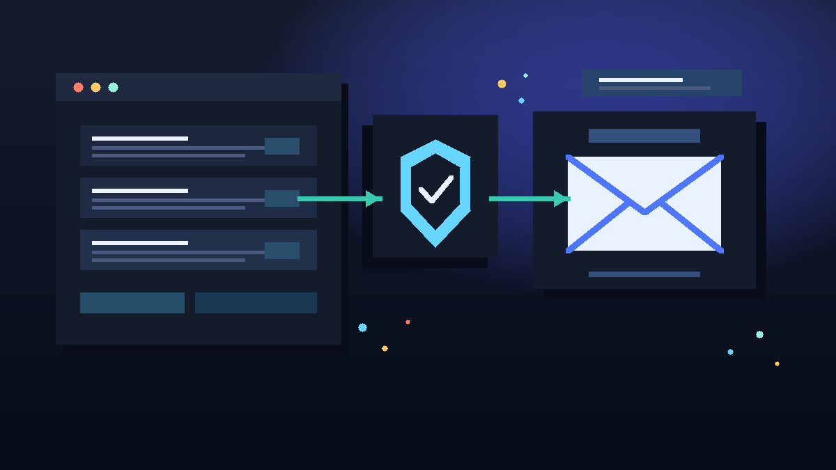 Illustration of a protected email alias workflow for job applications
