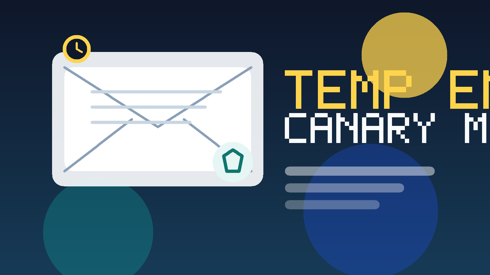 Custom illustration about using a temporary email for Canary Mail testing while keeping long-term inbox access and recovery on a stable address