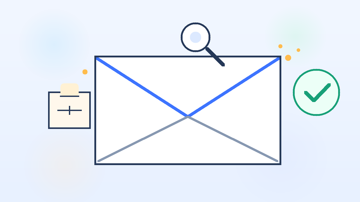 Illustration of an email envelope with a briefcase and security icon for talent network signups.